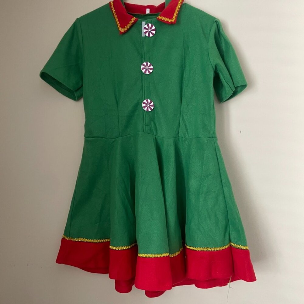 Green & Red Elf Dress Costume